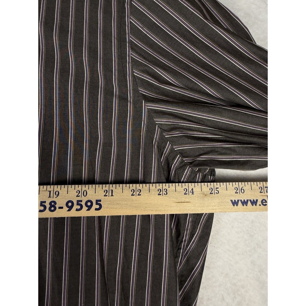 Banana Republic Men's Dress Shirt XL 17-17.5 Brown Stripe 100% Cotton Button Up - Picture 5 of 5